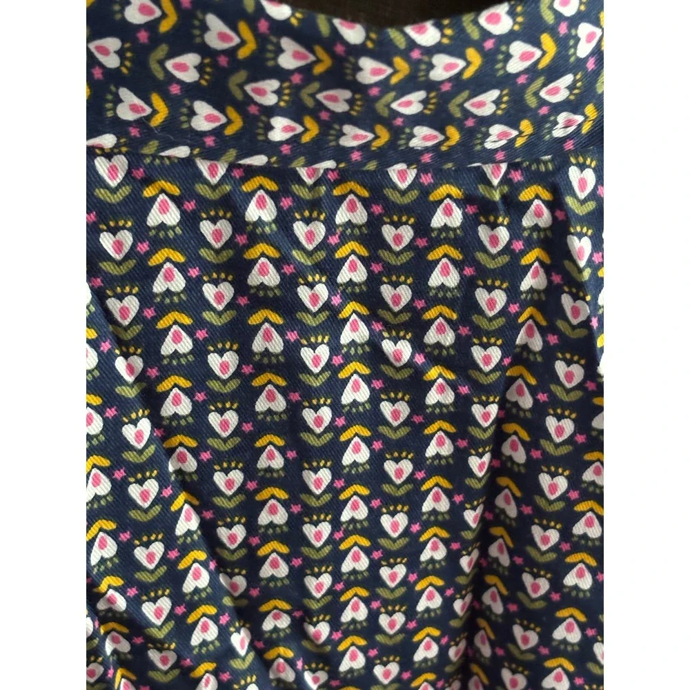 Carters Kid Girls Navy Blue Heart Floral Button Down Shirt Long Sleeve Size 4/5